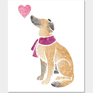 Longhaired Whippet watercolour Posters and Art